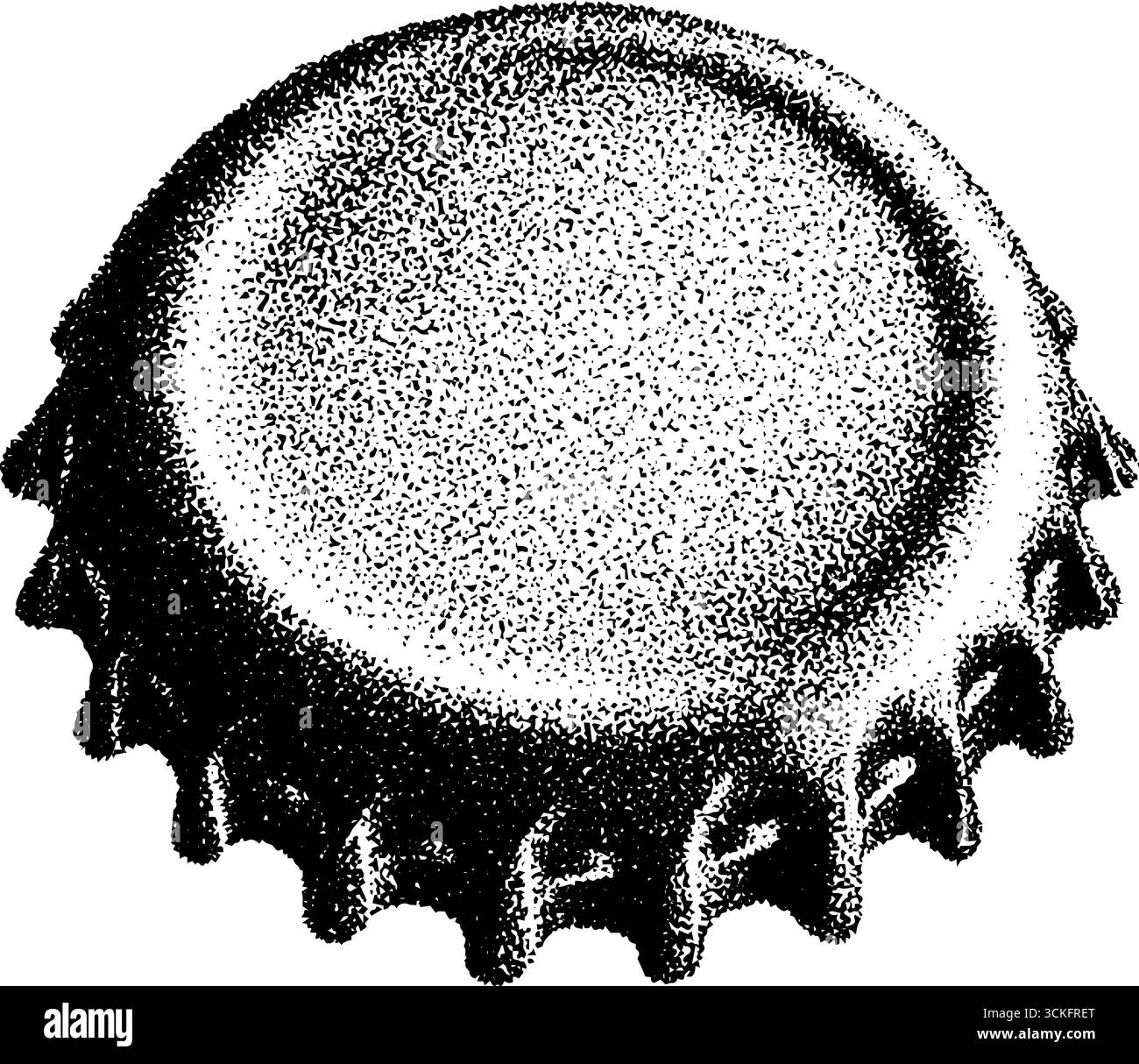 Vintage-Bierflaschendeckel mit Stipple- und Dotwork-Technik. Stock Vektor