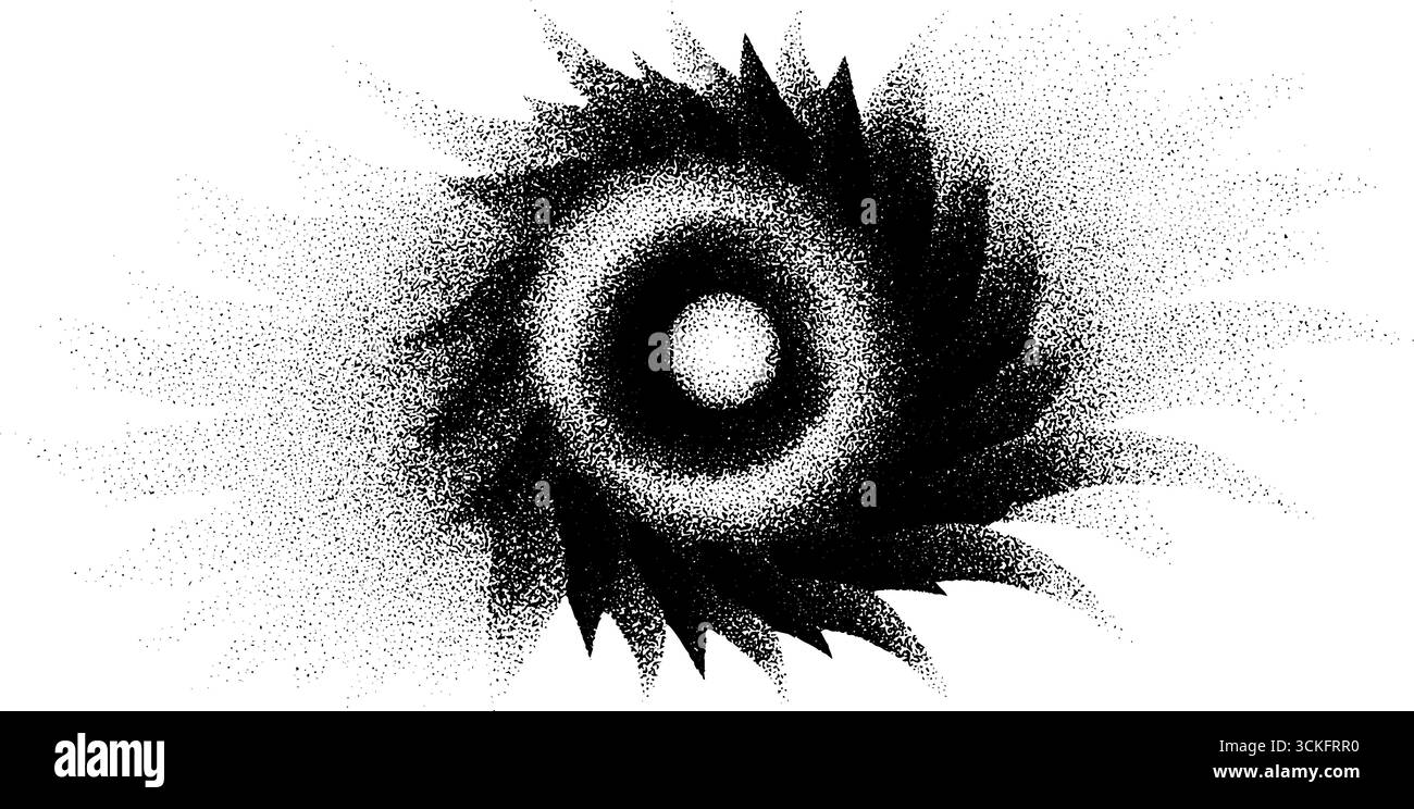 Trippiges Spiraldesign mit Stippling- und Dotwork-Techniken für kreative Projekte. Stock Vektor