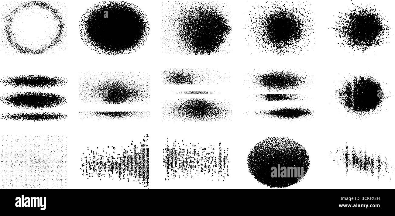 Abstraktes, stippling dotwork-Illustrationsset mit weichen Schatteneffekten für Design- und Kunstprojekte. Stock Vektor