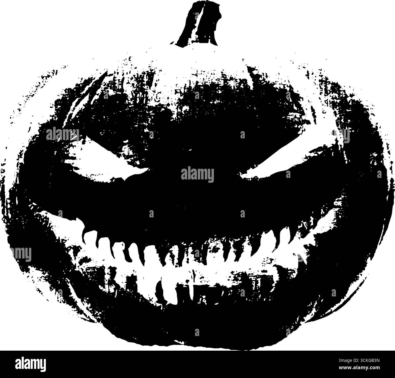 Gruselige halloween Grunge schwarz-weiße Illustration von dämonischen Kürbis Design für Poster. Stock Vektor