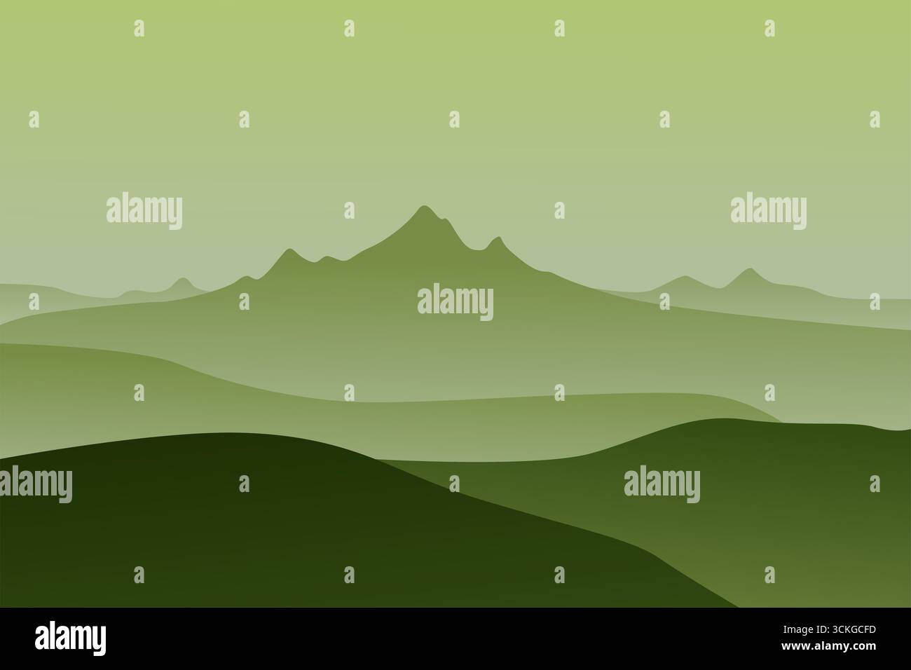 Minimalistische Landschaft. Moderner Hintergrund mit Berglandschaft und Natur. Vektorhintergrund. Abstrakte Tapete für Druck, Dekoration, Wandkunst und Stockfoto