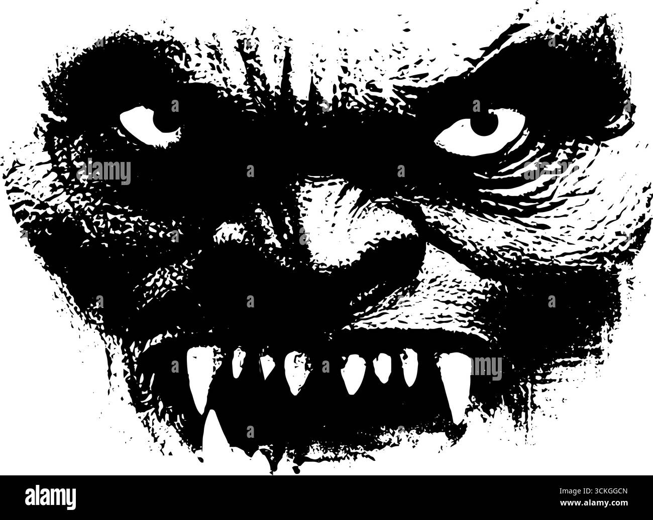 Grunge schwarz-weiße Gargoyle-Illustration für urbanes Kunstdesign. Stock Vektor