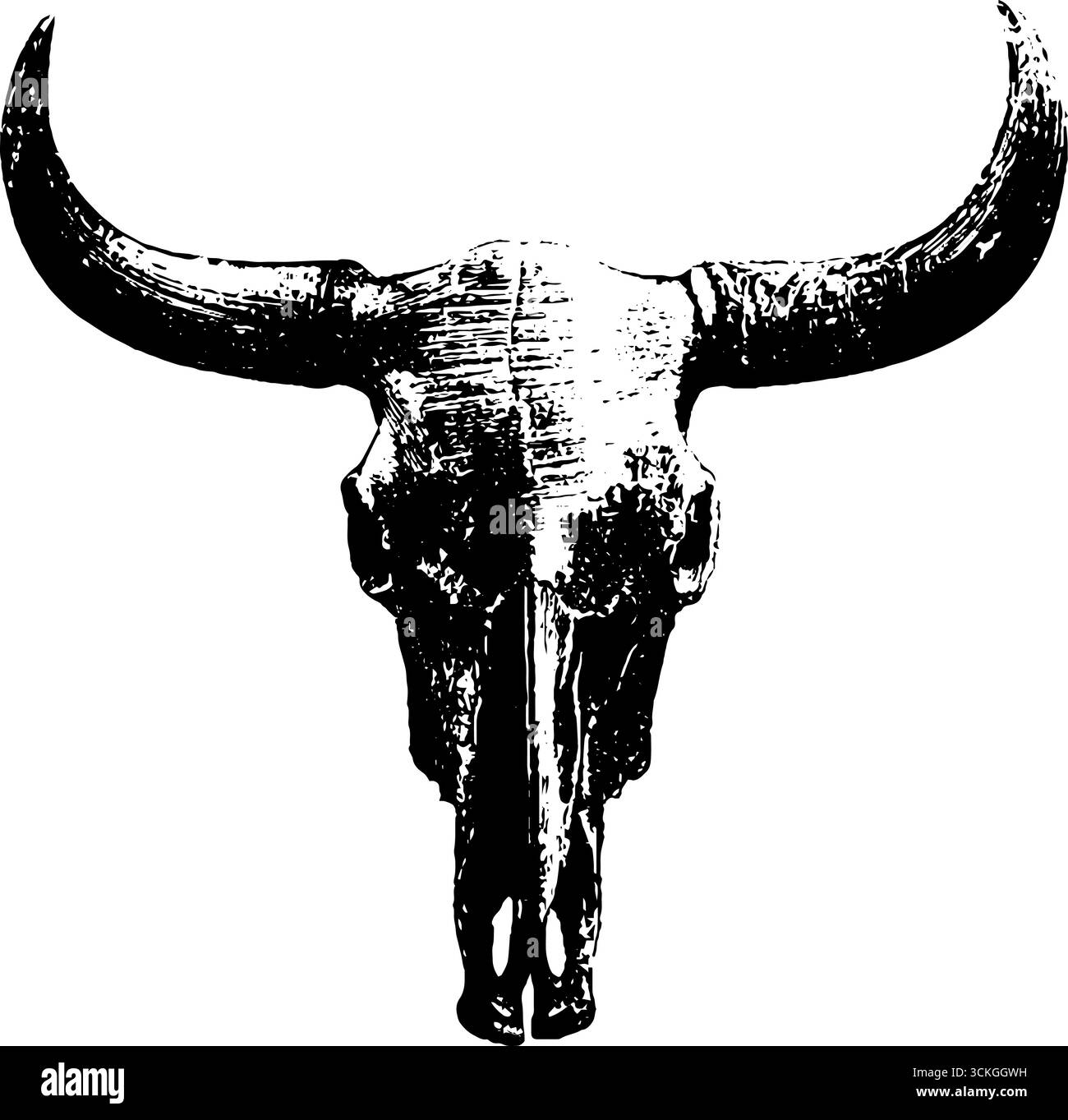 Grunge schwarz-weiß Dämonenbeast Skull Design für urbane Kunst. Stock Vektor