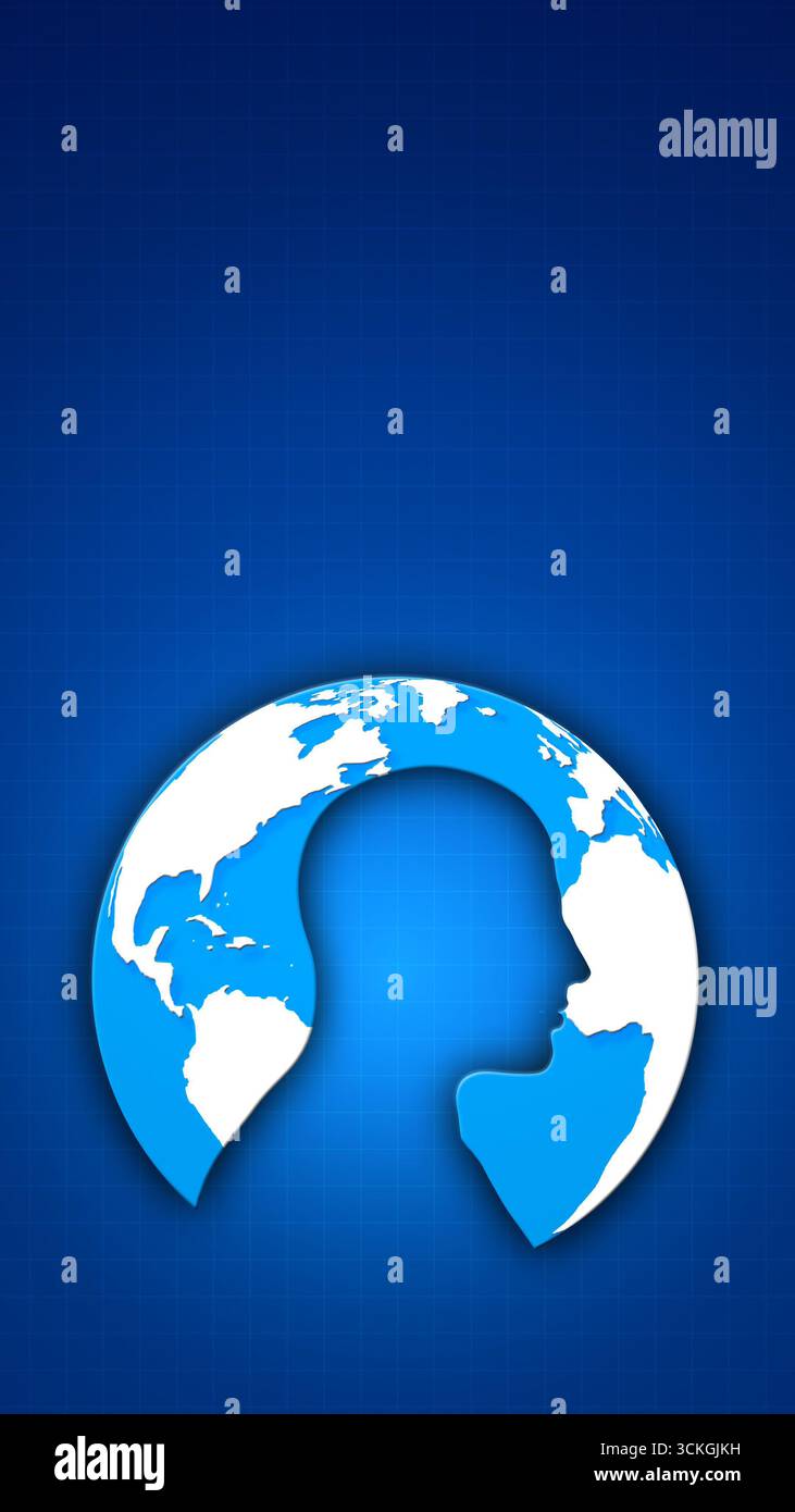 Menschliche Silhouette mit dem Planeten Erde Stockfoto