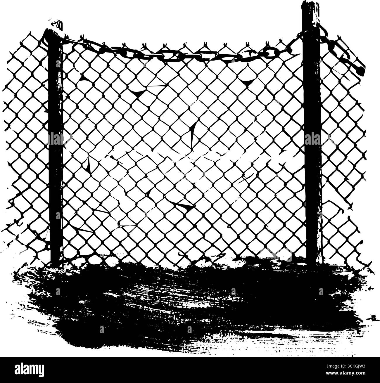 Grunge schwarz-weiß Kettenzaun für Poster mit urbaner Kunst. Stock Vektor