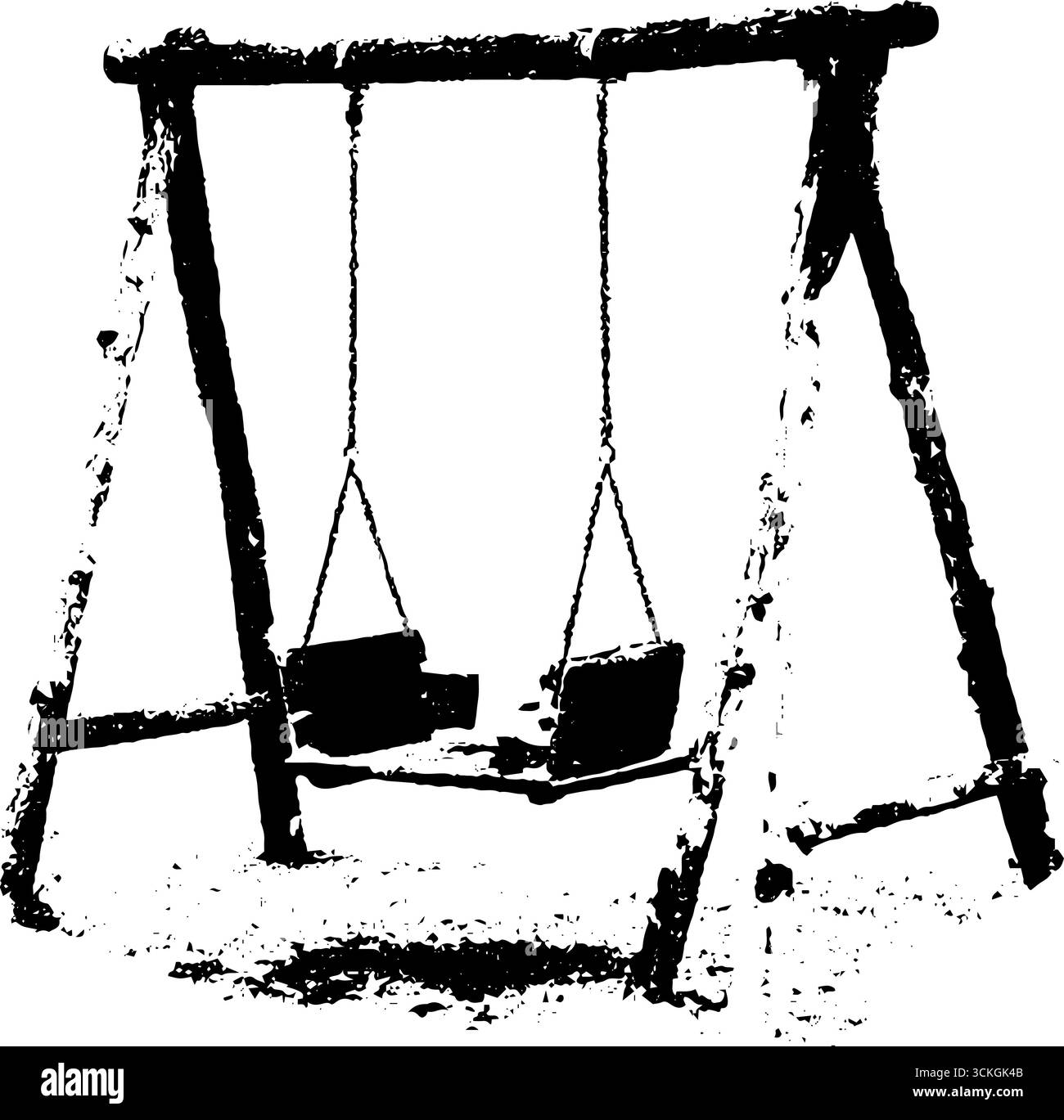 Grunge schwarz-weiße Schaukel-Set-Illustration für städtische Design-Projekte. Stock Vektor