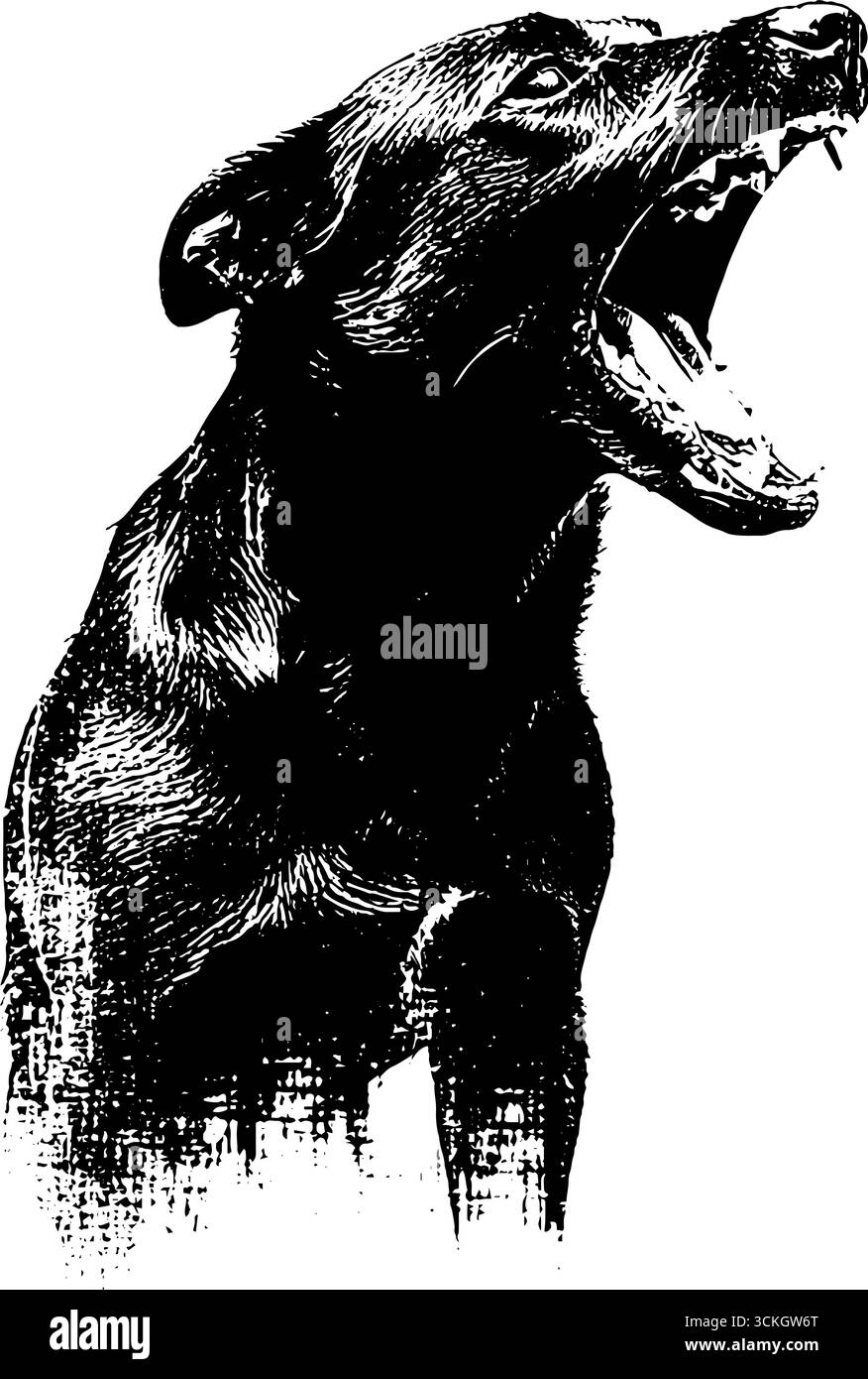 Grunge schwarz-weiß Zombie-Hund Design für halloween Poster und Bekleidung. Stock Vektor