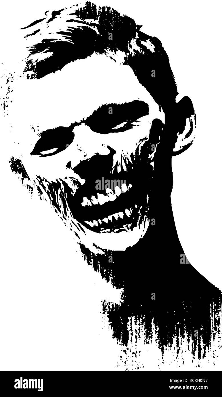 Grunge-Schwarzweiß-Zombie-Silhouette - urbane halloween-Kunst und Design-Inspiration. Stock Vektor