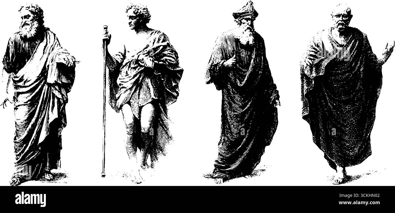 Alte Philosophen gravieren Designelemente für Vintage- und Retro-Kunstprojekte. Stock Vektor