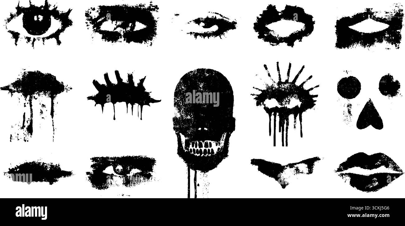 Graue Schwarzweiß-Augen-Illustrationen für städtische Designprojekte. Stock Vektor