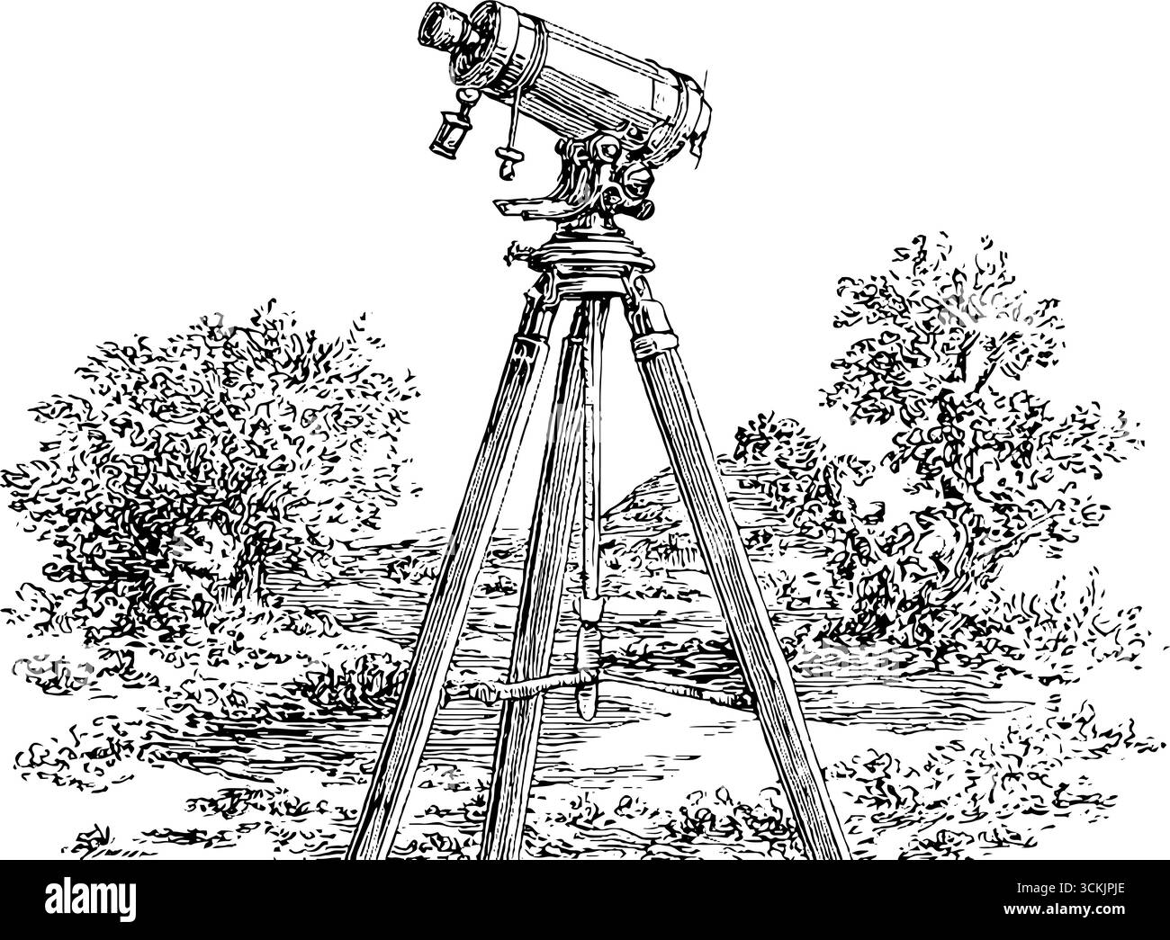 Silhouette des Vintage-Landschafts-Instruments für Retro-Design und Druckprojekte. Stock Vektor