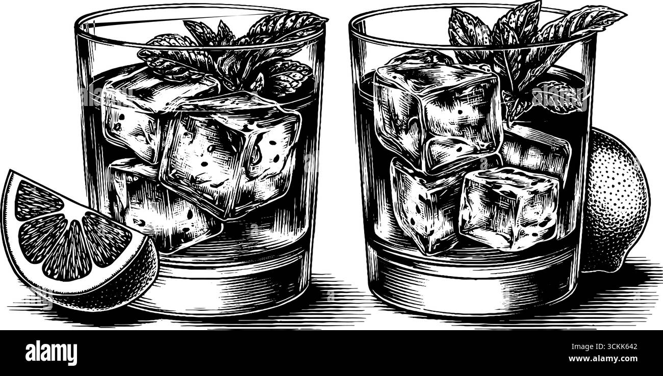 Erfrischende Gravur mit Wassermelonenkühler für Sommermotive. Stock Vektor