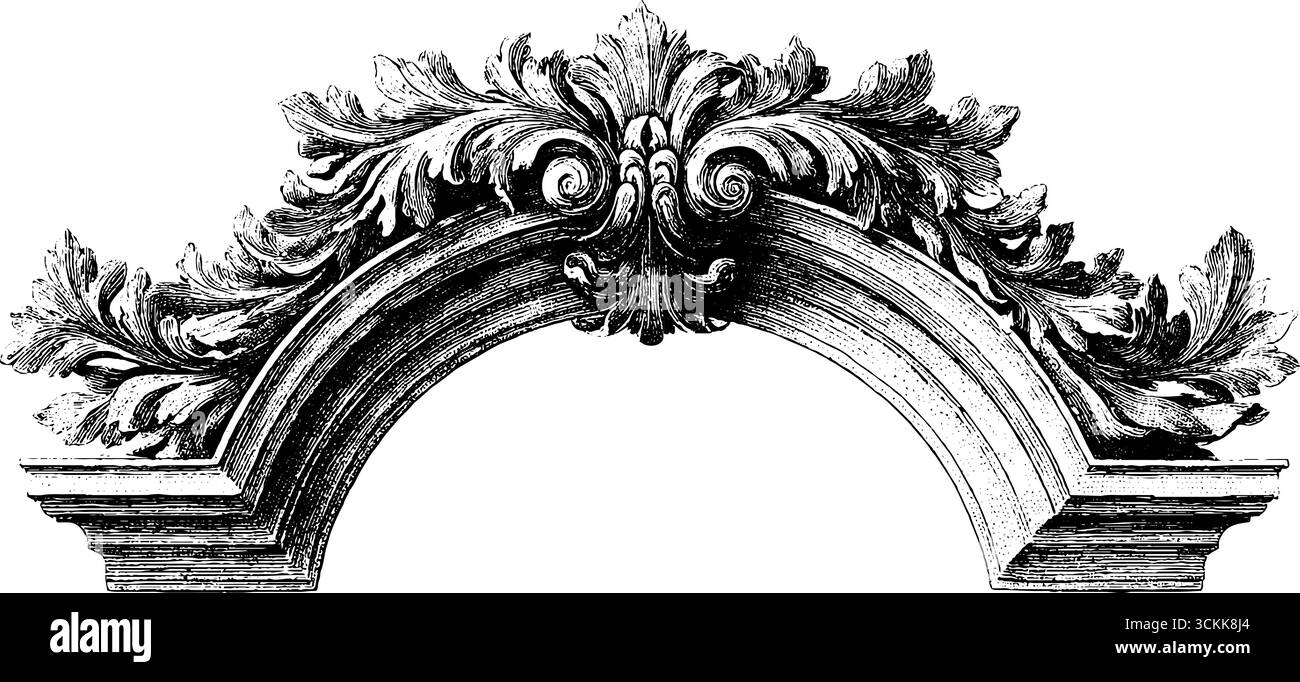 Graviertes Dekor- und Architekturdesign. Stock Vektor