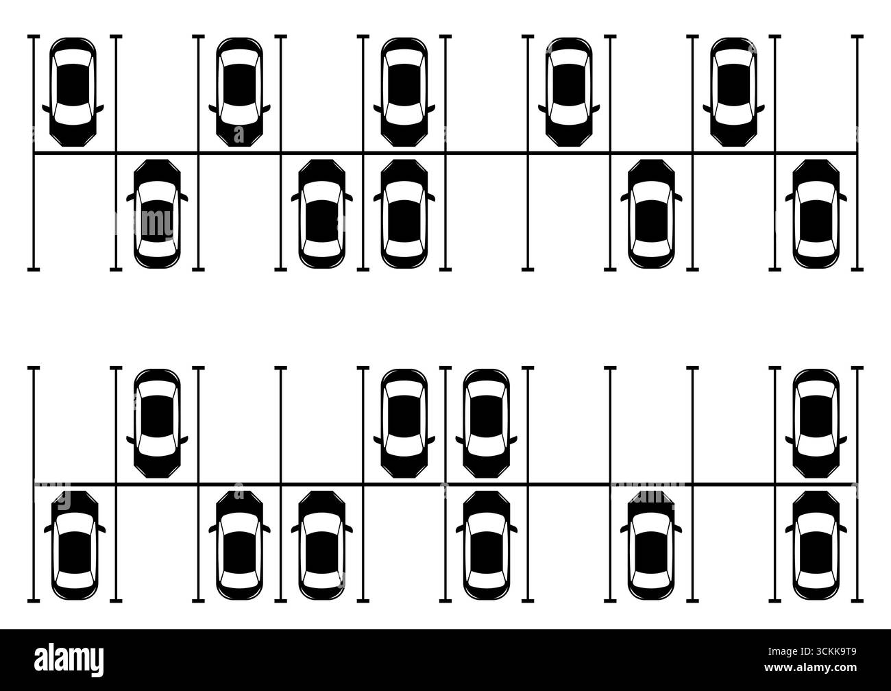 Parkplätze oder Parkplatz aus der Vogelperspektive. Vektorabbildung. Stock Vektor