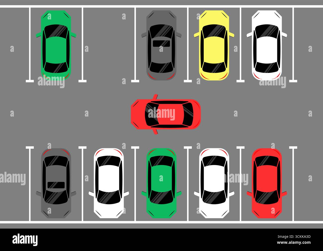 Parkplätze oder Parkplatz aus der Vogelperspektive. Vektorabbildung. Stock Vektor