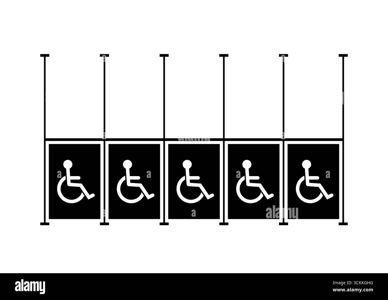 Behindertenparkplatz. Behindertenparkplatz. Rollstuhlparkplatz für Behinderte. Vektorabbildung. Stock Vektor