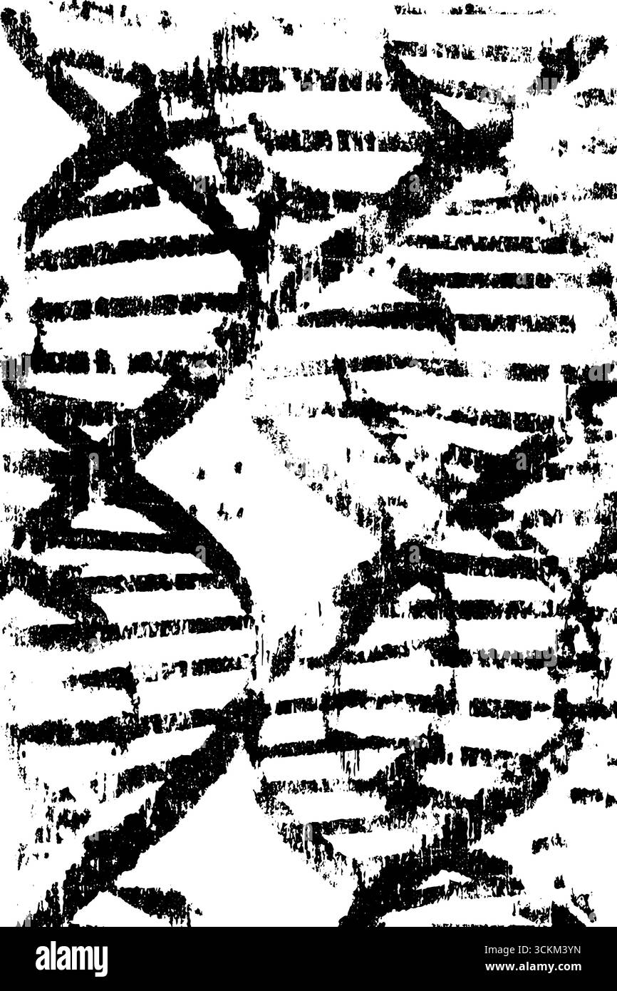 Schwarz-weißes dna-Helixmuster für biologische Konstruktions- und Wissenschaftsprojekte. Stock Vektor