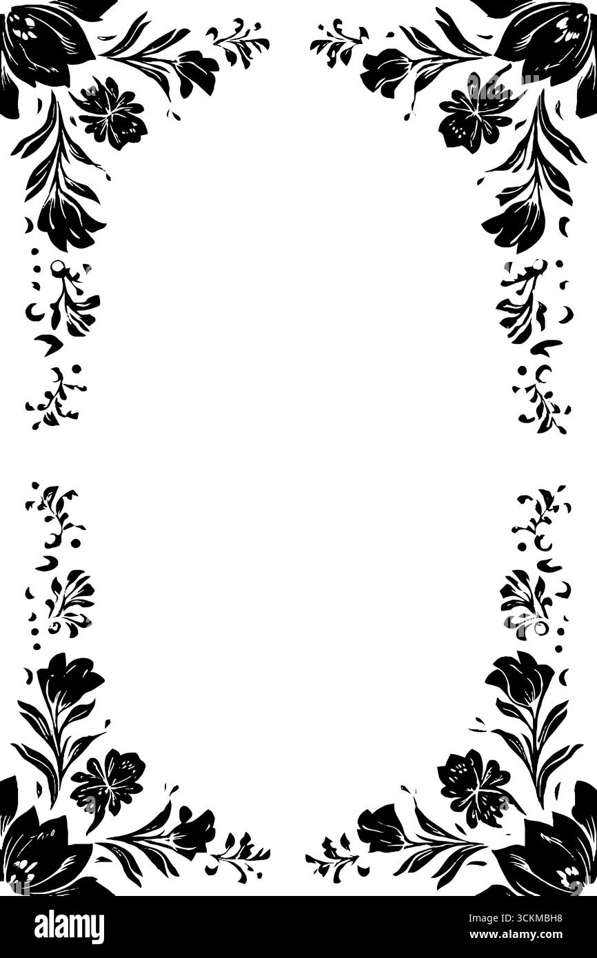 Mid-Century-Design mit dekorativem Blumenrand für Vintage- und Retro-Projekte. Stock Vektor