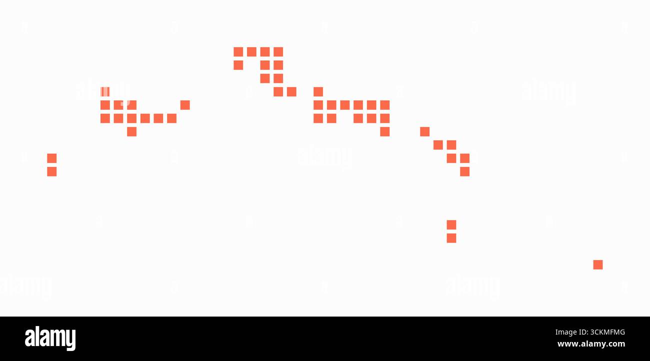 Gepunktete Karte der Turks- und Caicosinseln. Digitale Landkarte des Landes auf weißem Hintergrund. Turks- und Caicosinseln Formen mit quadratischen Punkten. Stock Vektor