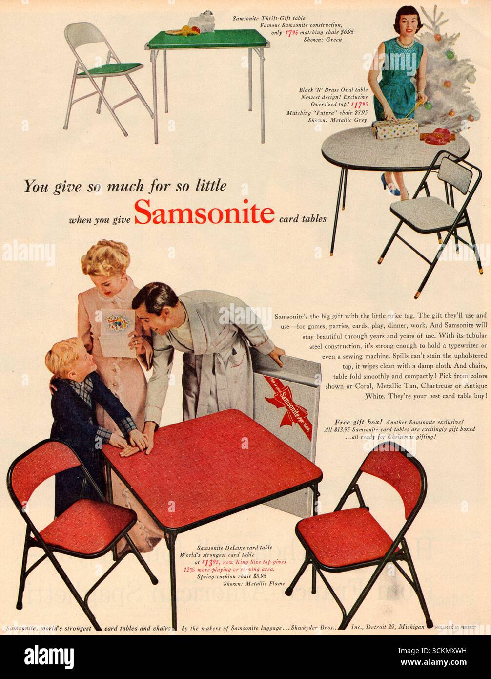 1956 Samsonite Card Tisch & Stühle Anzeige Stockfoto