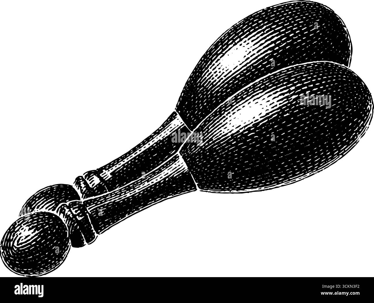 Maracas-Gravur mit kräftigen schwarzen Linien für musikalische Projekte. Stock Vektor