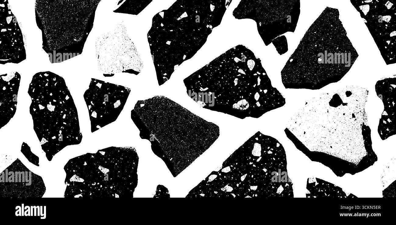 Graviertes Terrazzo-Muster für Inneneinrichtung und moderne Kunstprojekte. Stock Vektor