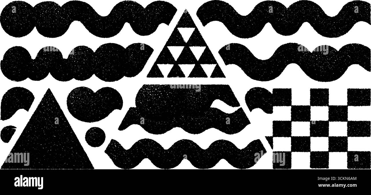 Geometrische Muster und Formen mit auffälligen Punkten und Schachbrettmuster für visuelle Drucke. Stock Vektor