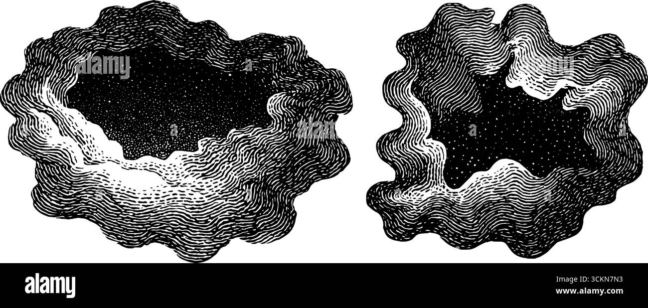 Gravierte Illustrationen aus interstellaren Wolken für Design- und Kunstprojekte. Stock Vektor Gravierte Illustrationen aus interstellaren Wolken für Design- und Kunstprojekte. Stock Vektor
