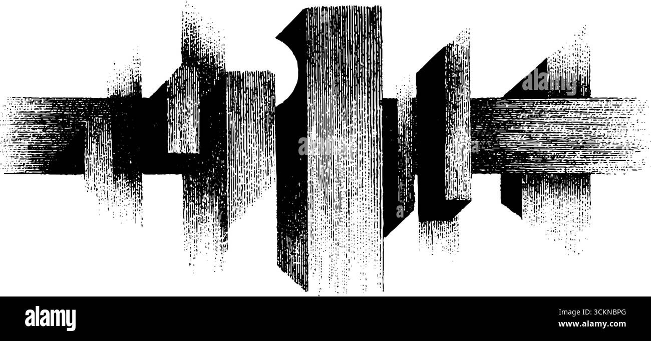 Abstrakter brutalistischer Strukturstich: Geometrisches Schwarz-weiß-Kunstdesign. Stock Vektor