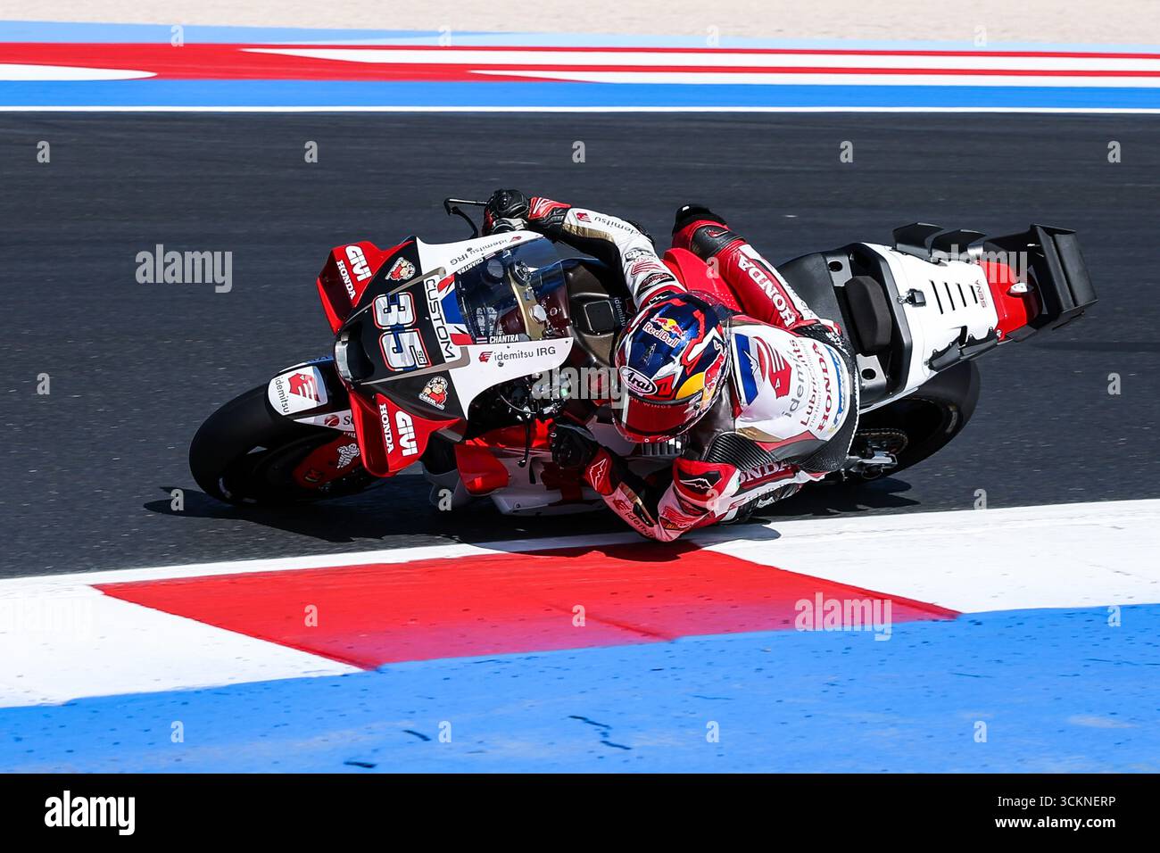 Misano Adriatico, Italien. September 2025. Somkit Chantra aus Thailand und LRC Honda wurden während des MotoGP GP16 Red Bull Grand Prix von San Marino und der Rimini Riviera - Free Training auf dem Misano World Circuit Marco Simoncelli gesehen. Quelle: SOPA Images Limited/Alamy Live News Stockfoto