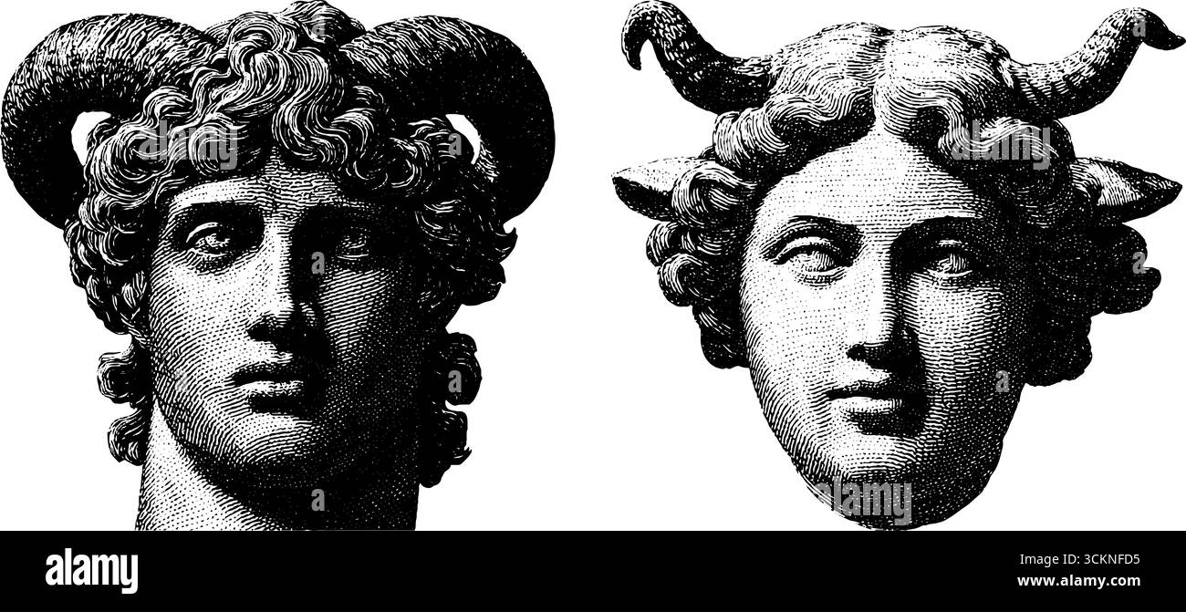 Gravierte Illustrationen römischer marsstatuen für historische Kunst und Design. Stock Vektor