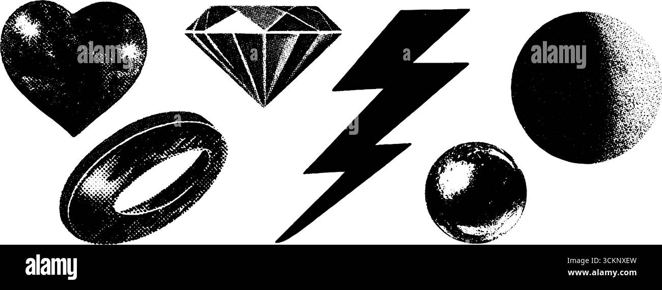 Annetdebar minimalistische Gravur mit Stippung und Halbtontextur ce5c71c8-24d5-4ae0-b449-8908f31cde6c 2 getaktet Stock Vektor