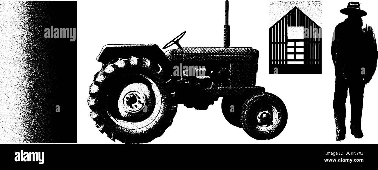 Annetdebar minimalistische Gravur mit Stippung und Halbtontextur 2b68cb2e-7d95-4f30-ac7a-e66c445feb70 1 getaktet Stock Vektor