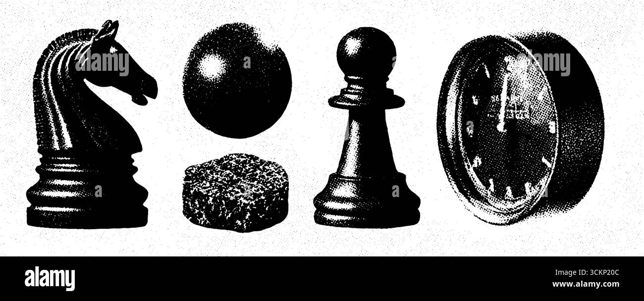 Annetdebar Vintage-Gravur mit Stippung und Halbtonstruktur i 1b454f38-7e83-4767-be7c-f4c140cb1112 0 nachvollzogen Stock Vektor