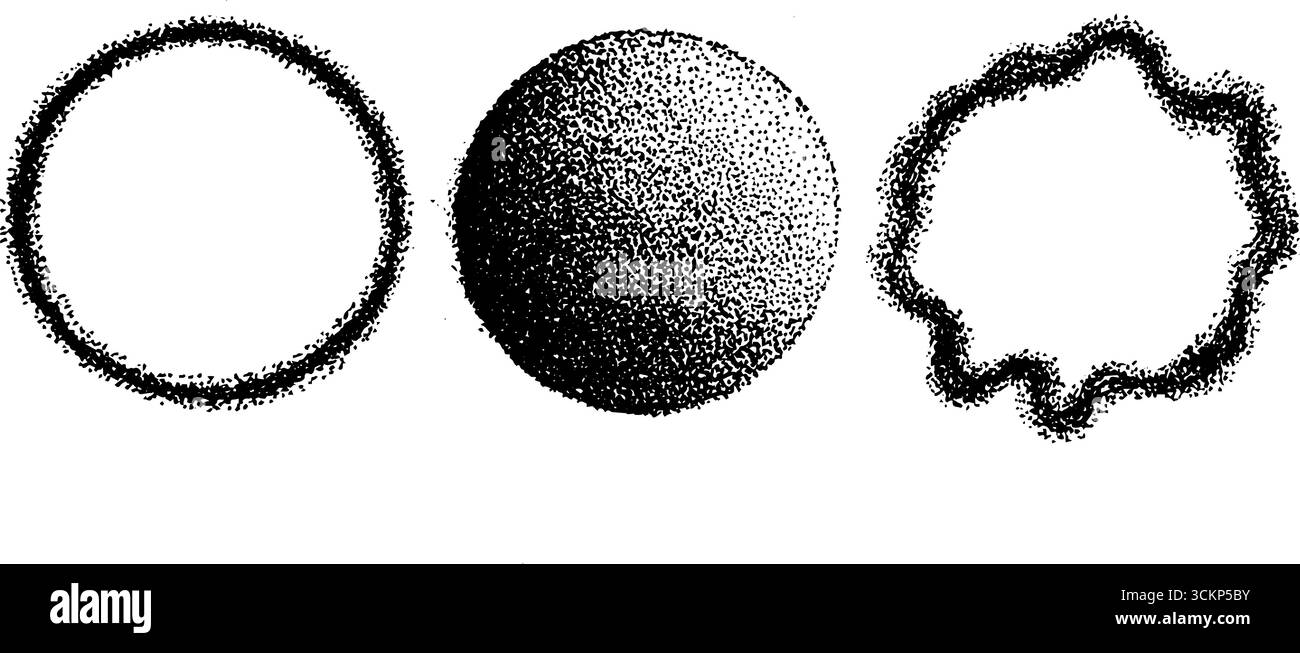 Sehr detailliertes Illustrationsset für stippelnde Tinte mit geometrischen Formen. Stock Vektor
