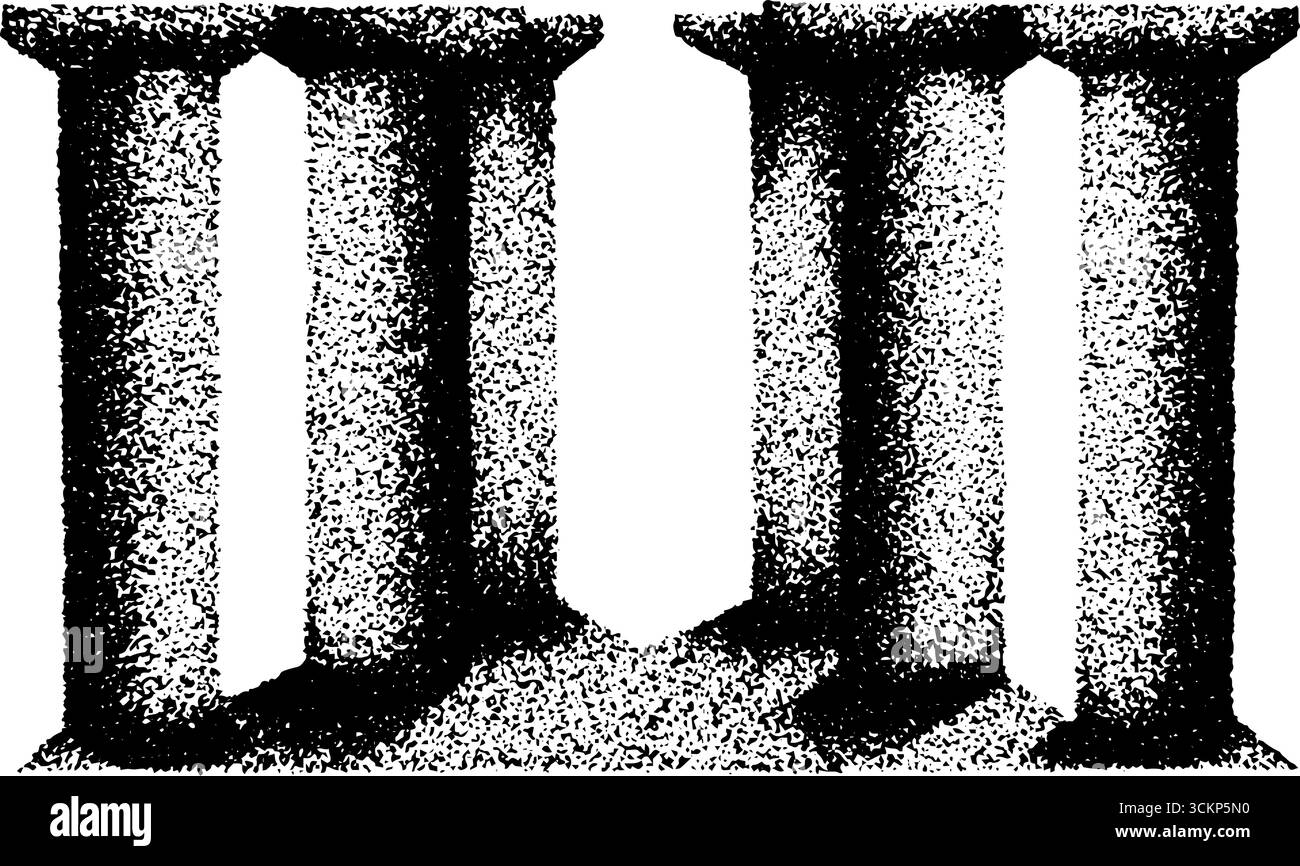 Stippling Tusche Art: Klassisches Säulenset mit hyper-Detail für architektonische Entwürfe. Stock Vektor