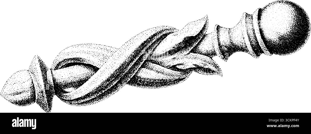 Verziertes goldenes Zepter mit Lapislazuli-Kugel für königliches und luxuriöses Design. Stock Vektor