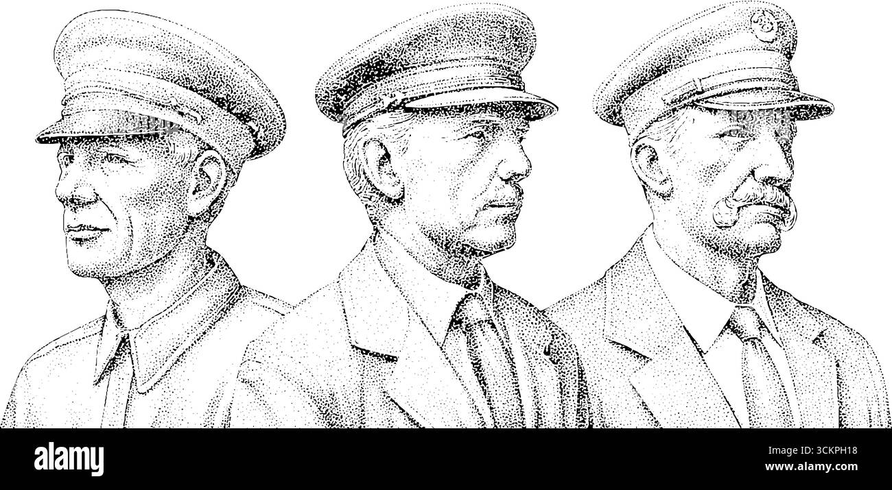 Vintage-Fahrer-Porträtset: Illustrationen für Lkw, Taxi und Busfahrer für historisches Design. Stock Vektor