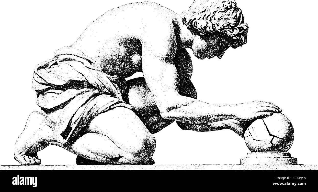 Atlas kniet mit einer gerissenen Kugel, die Belastung und Widerstandsfähigkeit symbolisiert. Stock Vektor