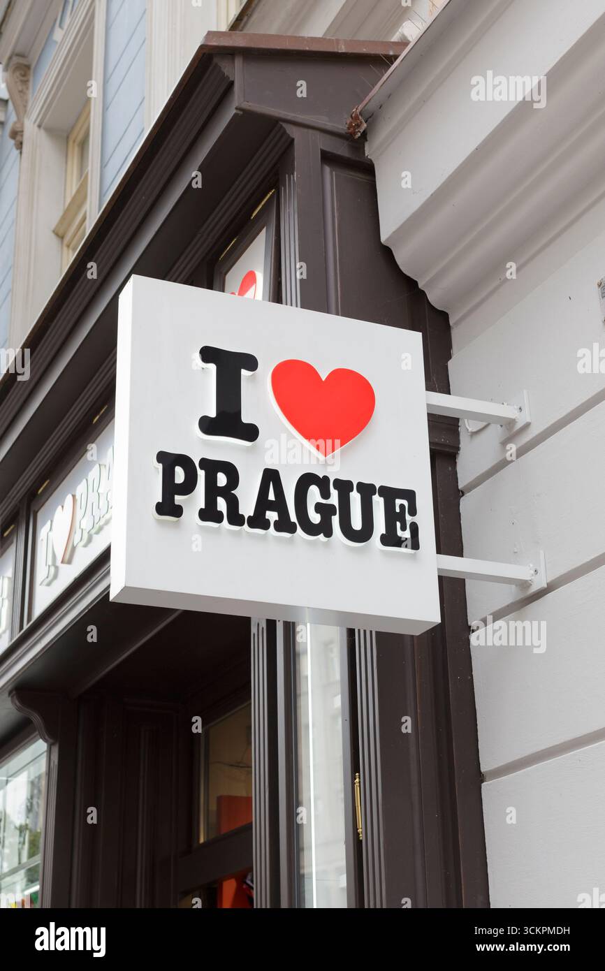 Ich liebe Prag Schild, Prag, Tschechische Republik Stockfoto