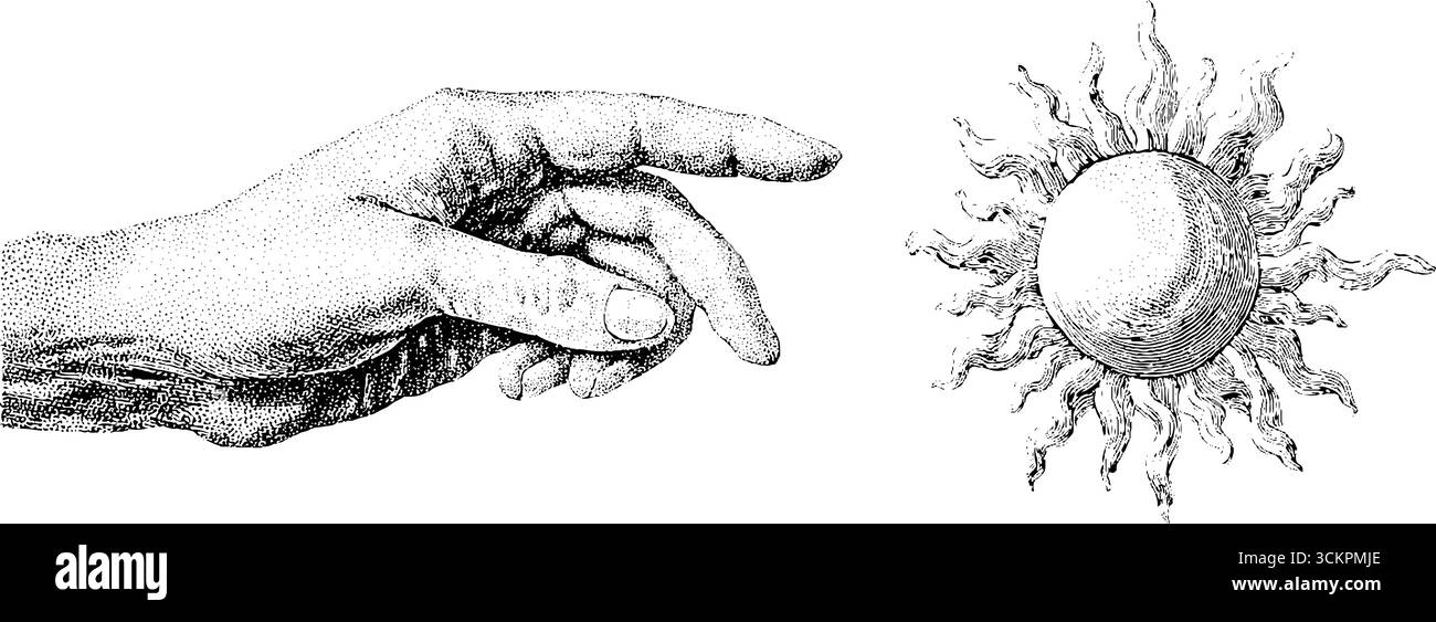 Grooviger Sonnenschein und Frieden: Hand- und Krawattenfarbdesign für psychedelische Kunst. Stock Vektor