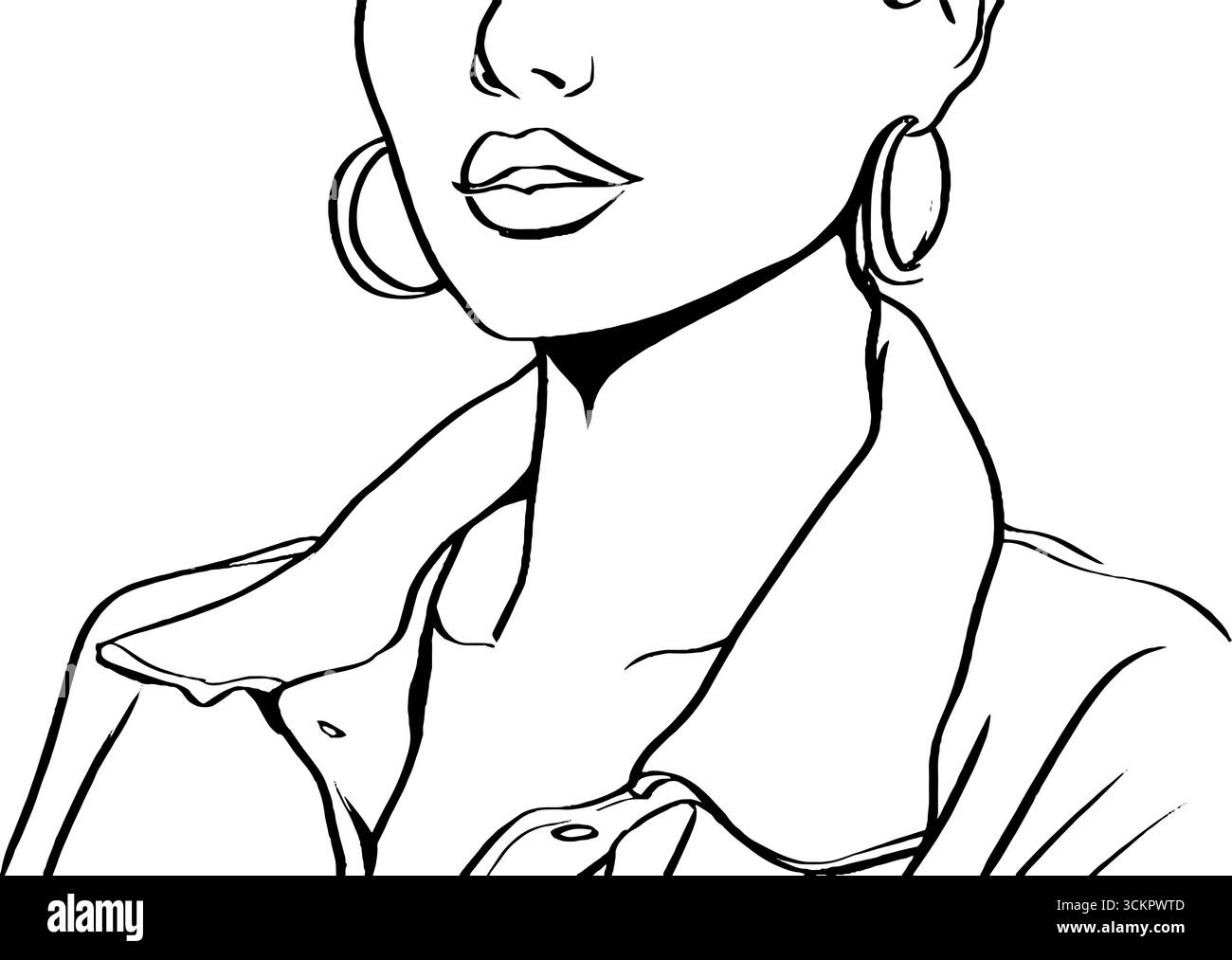 Modernes Modekonzept mit Jeansjacke und Creolen für Designprojekte. Stock Vektor