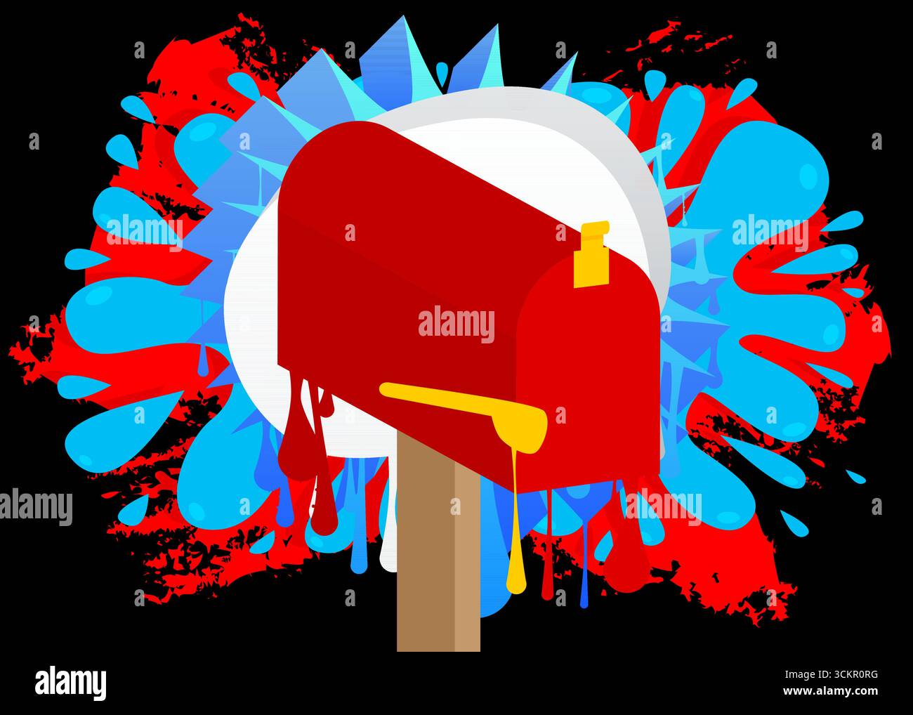 Mailbox Graffiti. Abstrakte moderne Streetart-Dekoration im urbanen Malstil. Stock Vektor