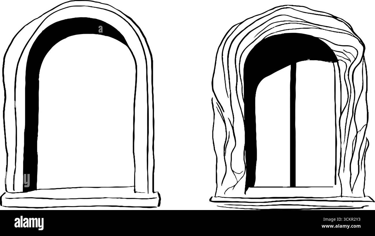 Illustration mit bogenförmiger Öffnungslinie für Design und Dekoration. Stock Vektor