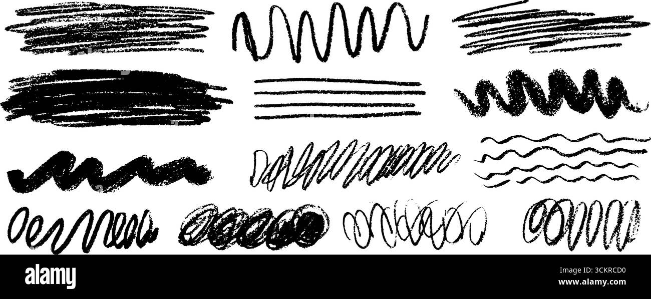 Handgezeichnete Doodle-Kollektion mit zwölf Kantenfüllungen für kreatives Design. Stock Vektor