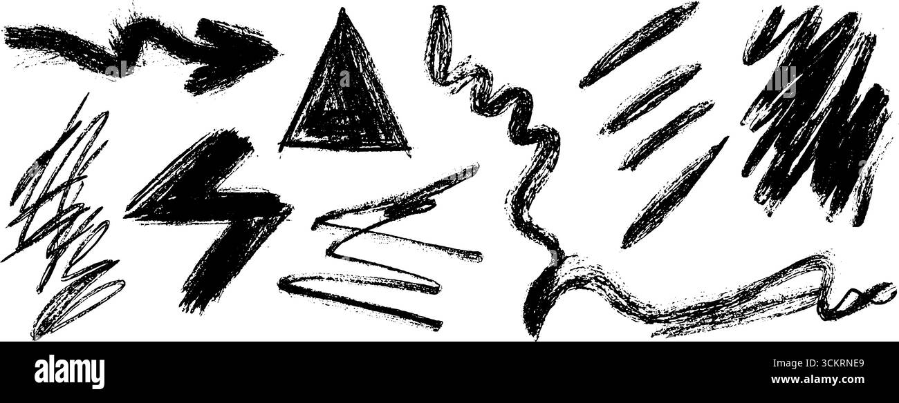 Kreatives Set aus zwölf handgezeichneten Pfeilformen für künstlerisches Design. Stock Vektor