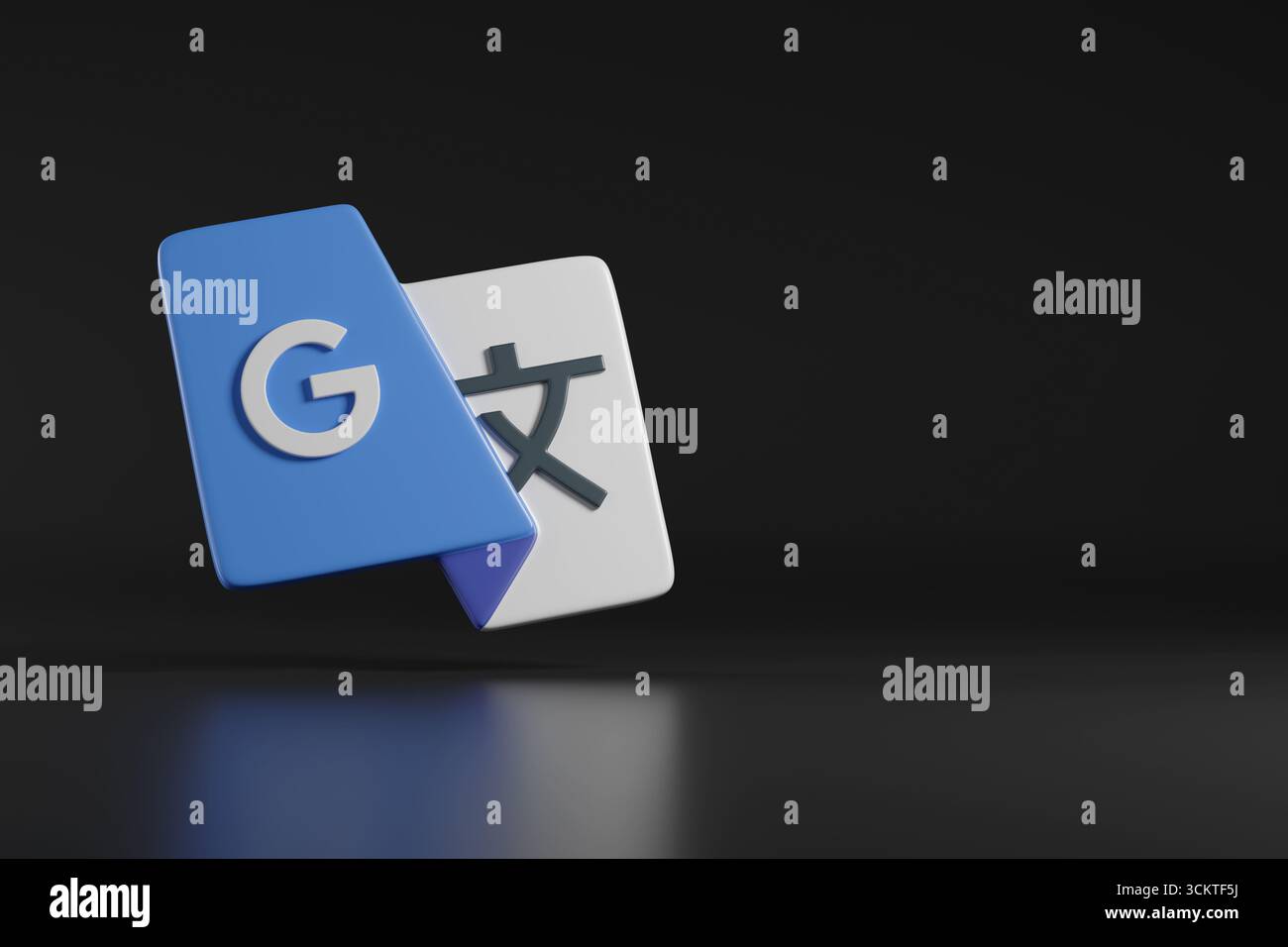 Buenos Aires, Argentinien; 6. September 2025: Dreidimensionales Google Translate Logo mit Kopierraum. 3D-Abbildung. Stockfoto