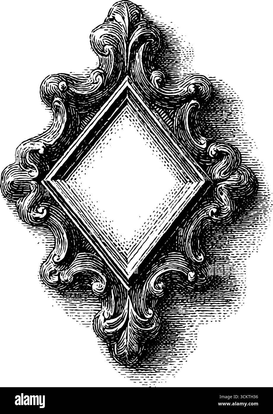 Vintage-Rahmen mit Diamant-Tessellierung und aufwändiger Gravur für elegante Designprojekte. Stock Vektor