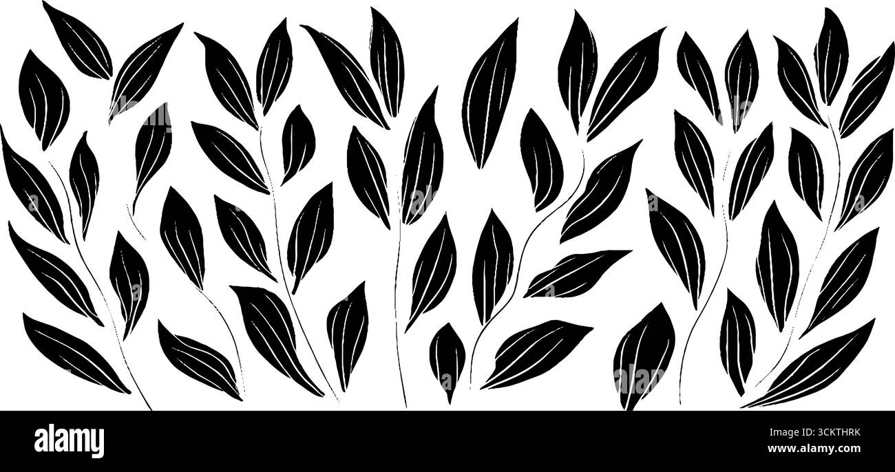 Minimalistisches schwarzes und weißes Weizenfeld für elegantes Design und Dekor. Stock Vektor