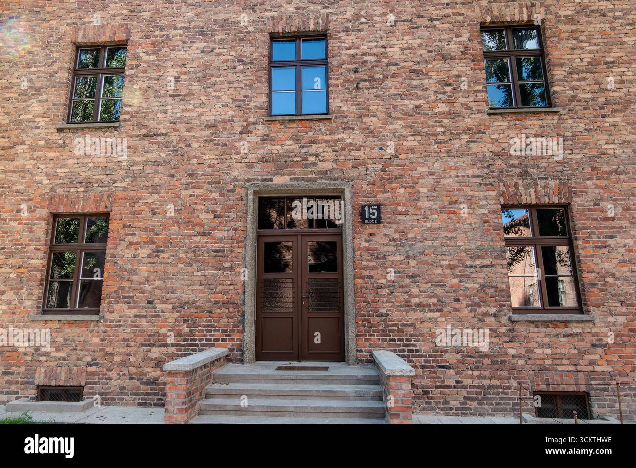 Auschwitz, Polen, 6. August 2025. Auschwitz Birkenau Konzentrations- und Vernichtungslager Block 15 Stockfoto Auschwitz, Polen, 6. August 2025. Auschwitz Birkenau Konzentrations- und Vernichtungslager Block 15 Stockfoto